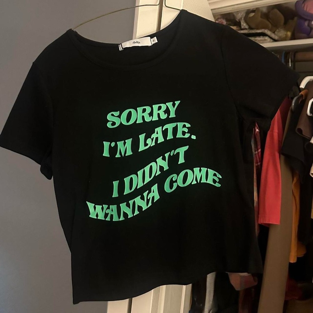 Adika black crop top w/ green detail